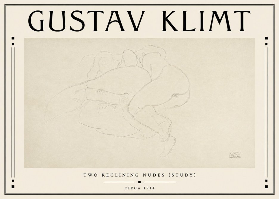 Klimt Two Reclining Nudes (Study) No3 - Plakat