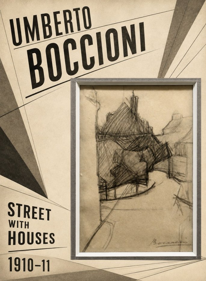 Umberto Boccioni Street with Houses No2 - Plakat