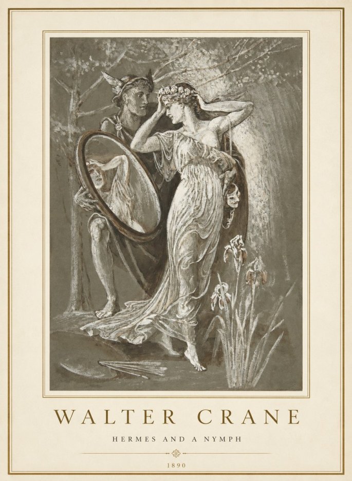 Walter Crane Hermes and a Nymph No1 - Plakat