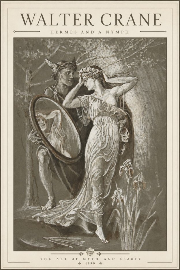 Walter Crane Hermes and a Nymph No3 - Plakat