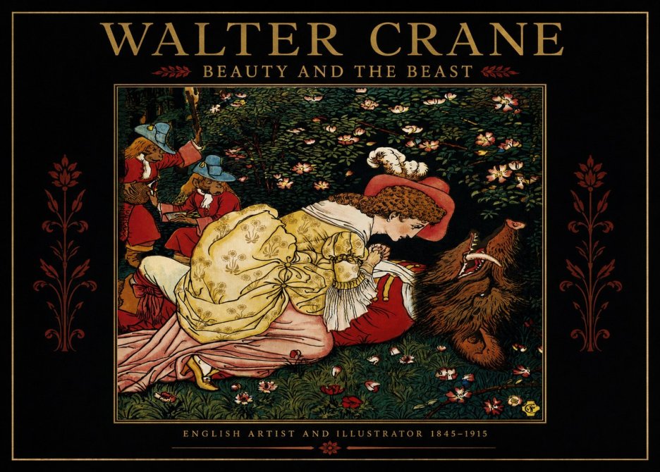 Walter Crane Beauty and the Beast No2 - Plakat