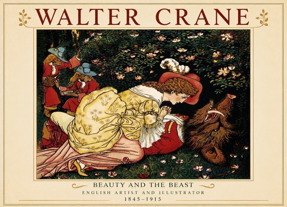 Walter Crane Beauty and the Beast No4 - Plakat