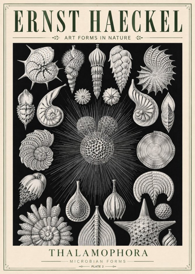 Ernst Haeckel Thalamophora - Microbian Forms - Plate 2 No5 - Plakat