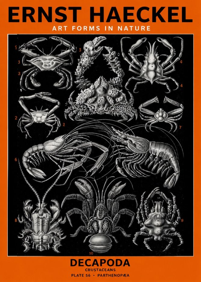 Ernst Haeckel Decapoda Brachyura and Macrura Plate 86 No6 - Plakat