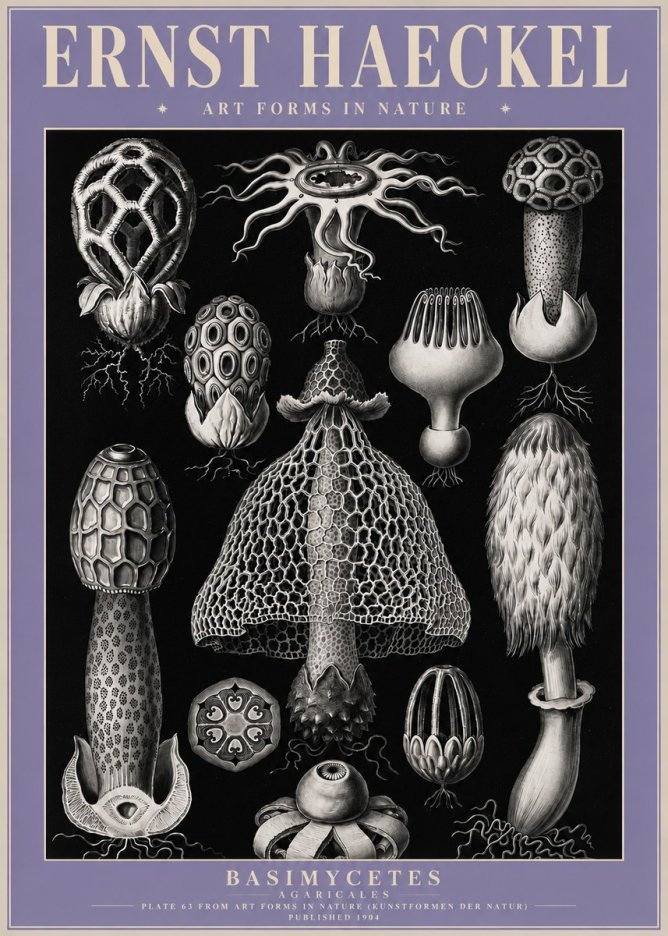 Ernst Haeckel Basimycetes Agaricales No4 - Plakat