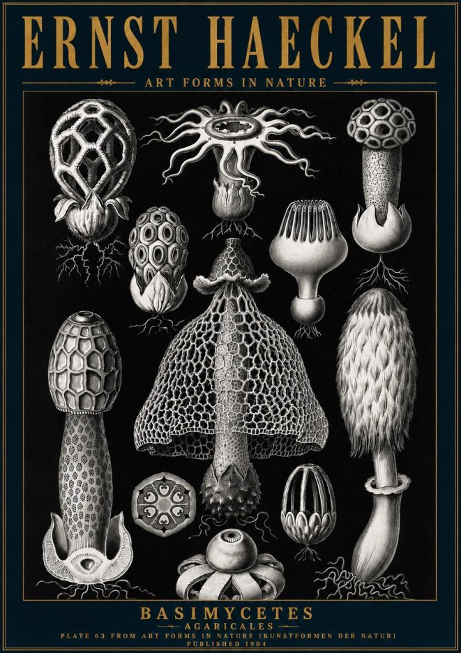 Ernst Haeckel Basimycetes Agaricales No6 - Plakat