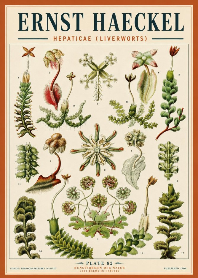 Ernst Haeckel Hepaticae (Liverworts) - Plate 82 No5 - Plakat