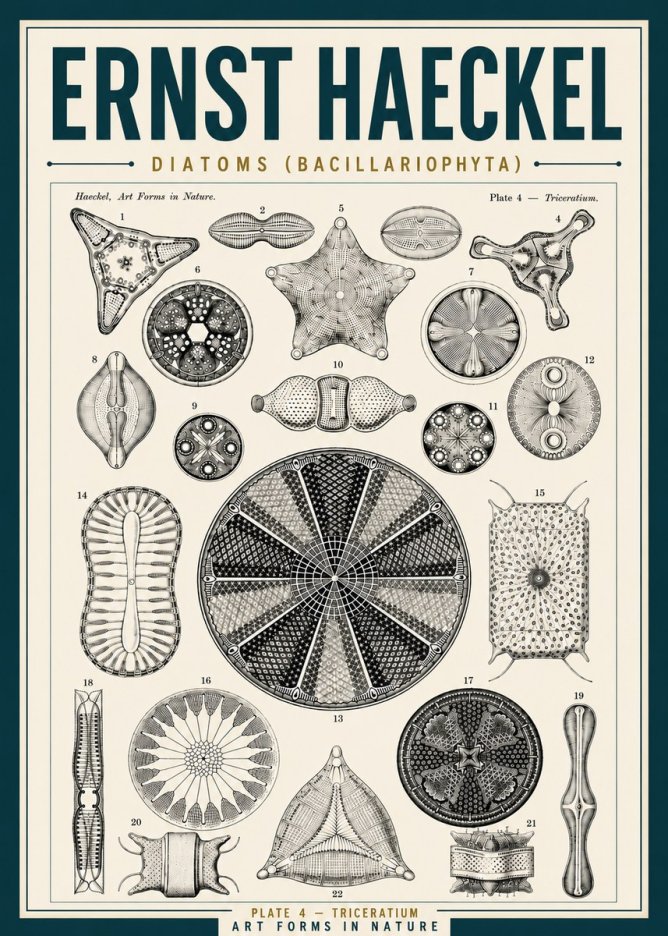 Ernst Haeckel Diatoms (Bacillariophyta) Plate 4 – Triceratium No5 - Plakat