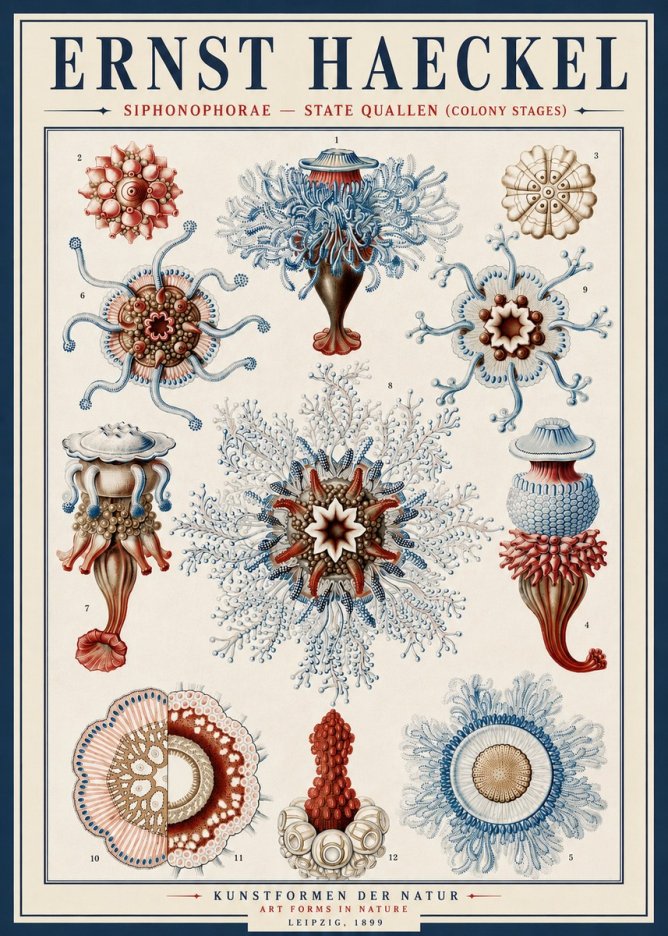 Ernst Haeckel Siphonophorae - State Quallen (Colony Stages) No4 - Plakat