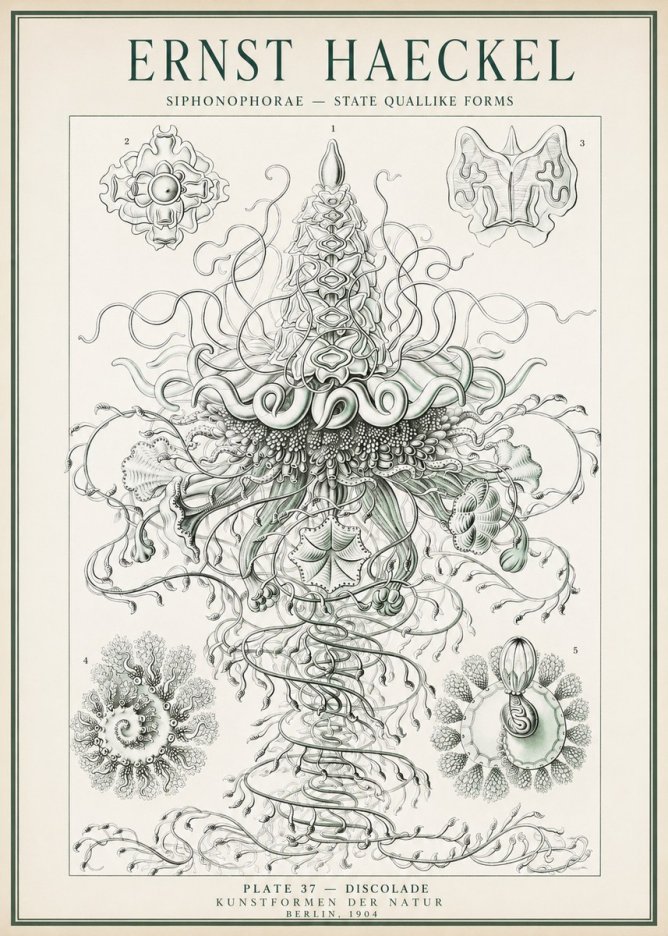 Ernst Haeckel Siphonophorae – State Quallike Forms No1 - Plakat