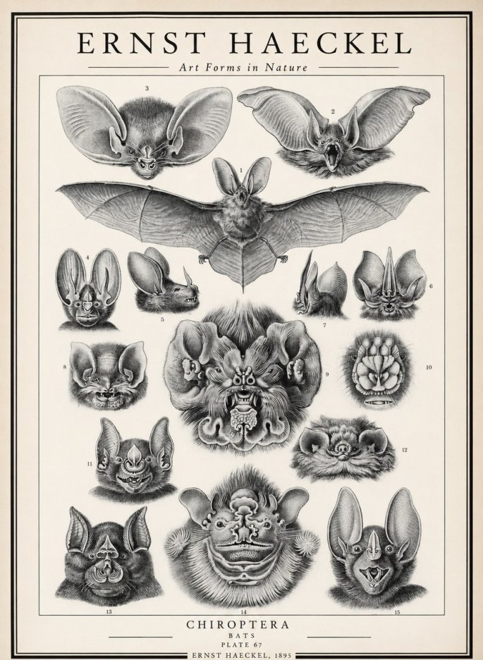 Ernst Haeckel Chiroptera Bats No3 - Plakat