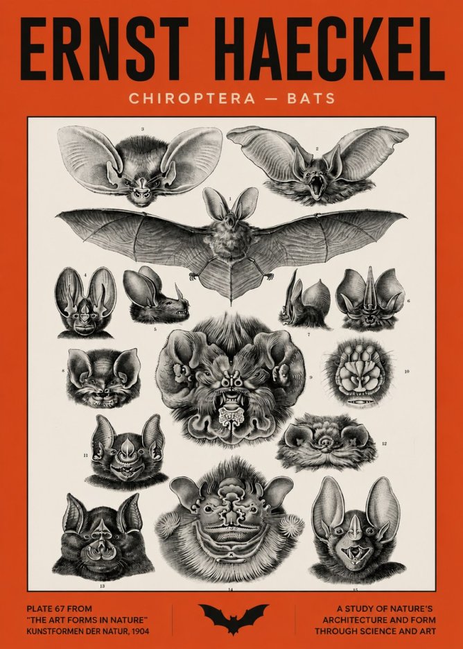 Ernst Haeckel Chiroptera Bats No5 - Plakat