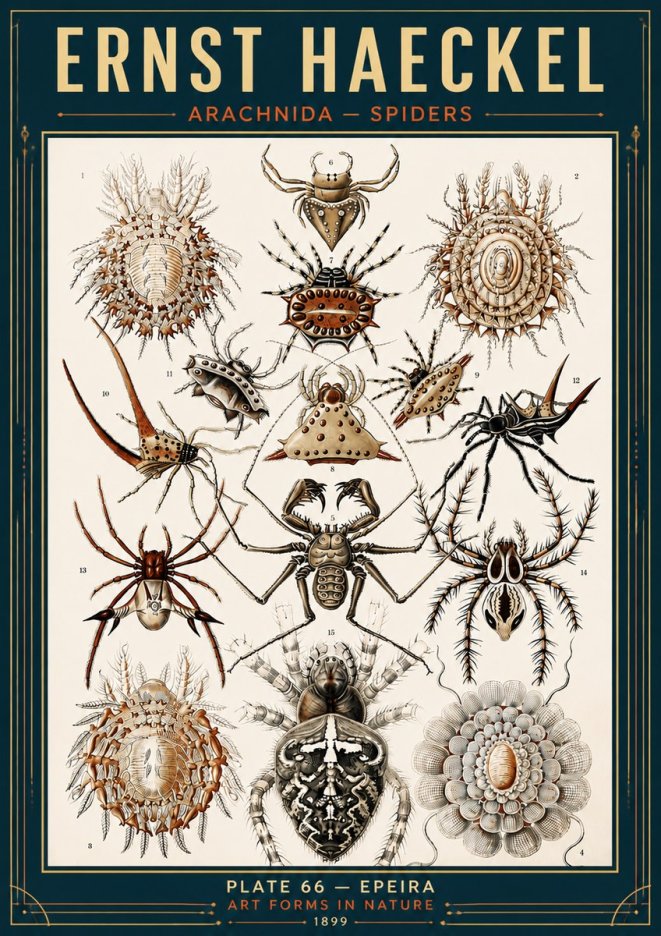 Ernst Haeckel Arachnida — Spiders No6 - Plakat
