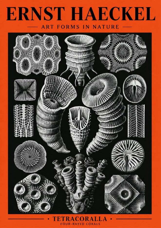 Ernst Haeckel Tetracoralla - Four-rayed Corals No5 - Plakat
