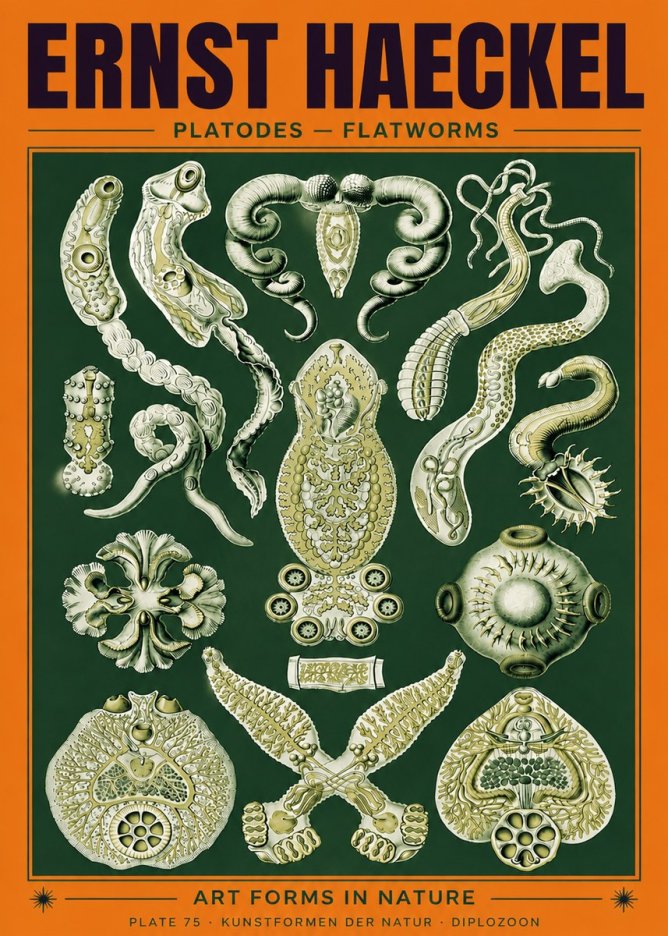 Ernst Haeckel Platodes – Flatworms No6 - Plakat