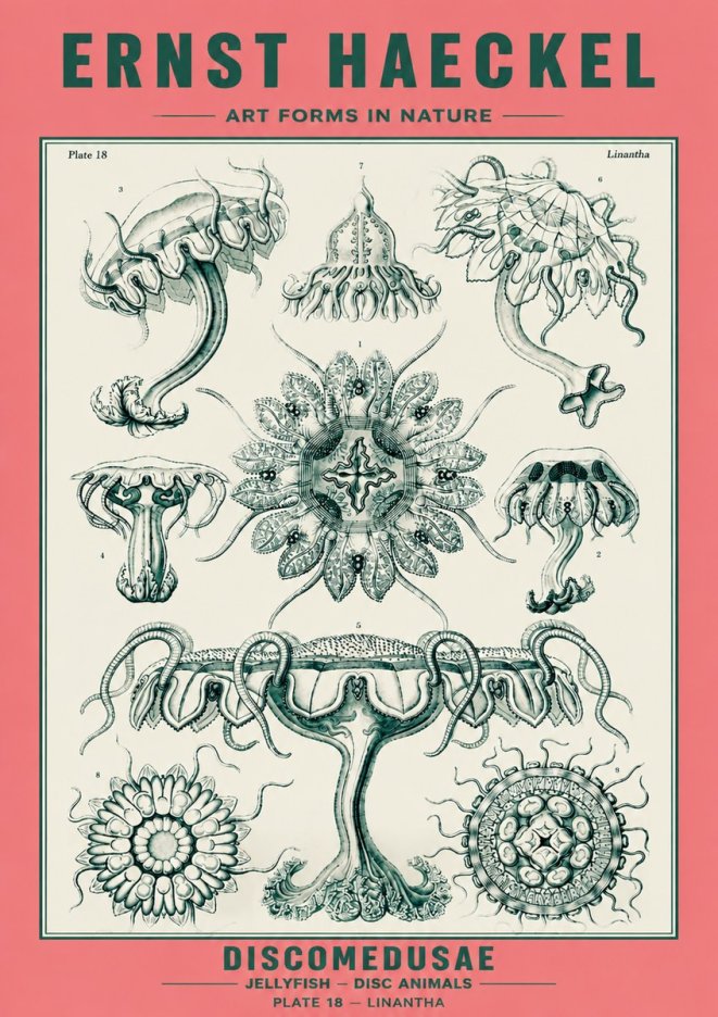 Ernst Haeckel Discomedusae. Jellyfishes. No6 - Plakat