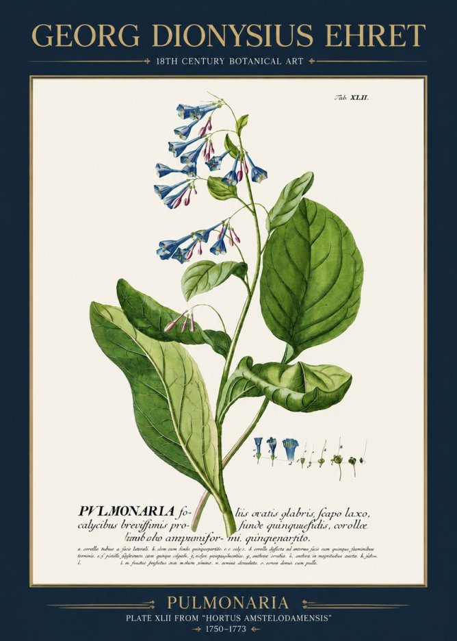Georg Dionysius Ehret Pulmonaria No3 - Plakat
