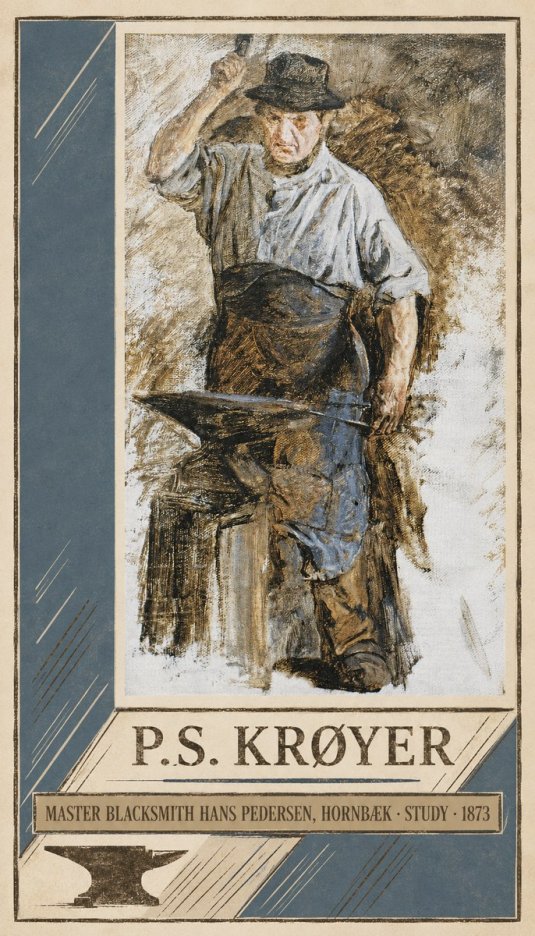 P.S. Krøyer Master Blacksmith Hans Pedersen, Hornbaek · Study · 1873 No3 - Plakat