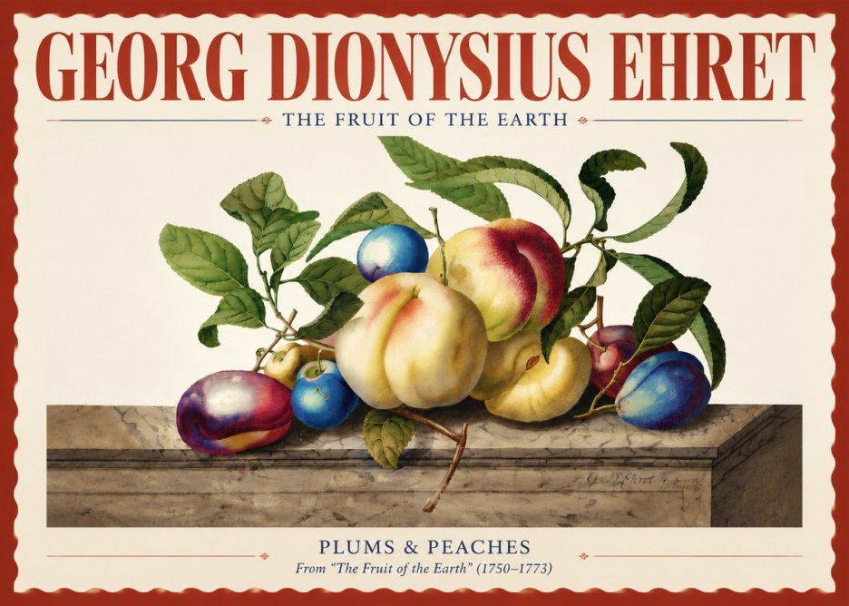 Georg Dionysius Ehret Plums & Peaches No4 - Plakat