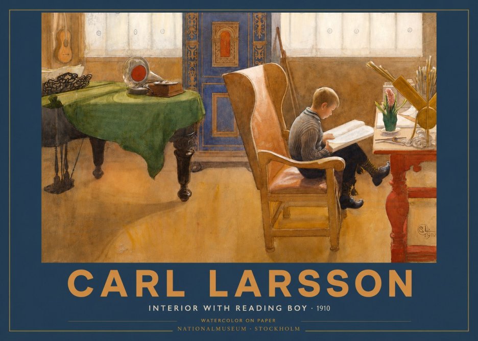 Carl Larsson Interior with Reading Boy No2 - Plakat