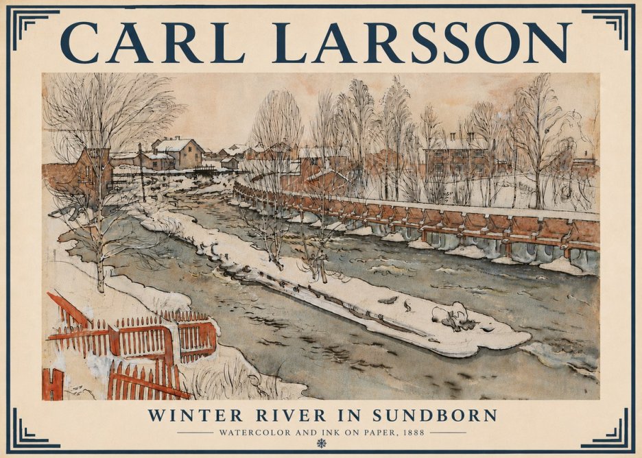 Carl Larsson Winter River in Sundborn No6 - Plakat