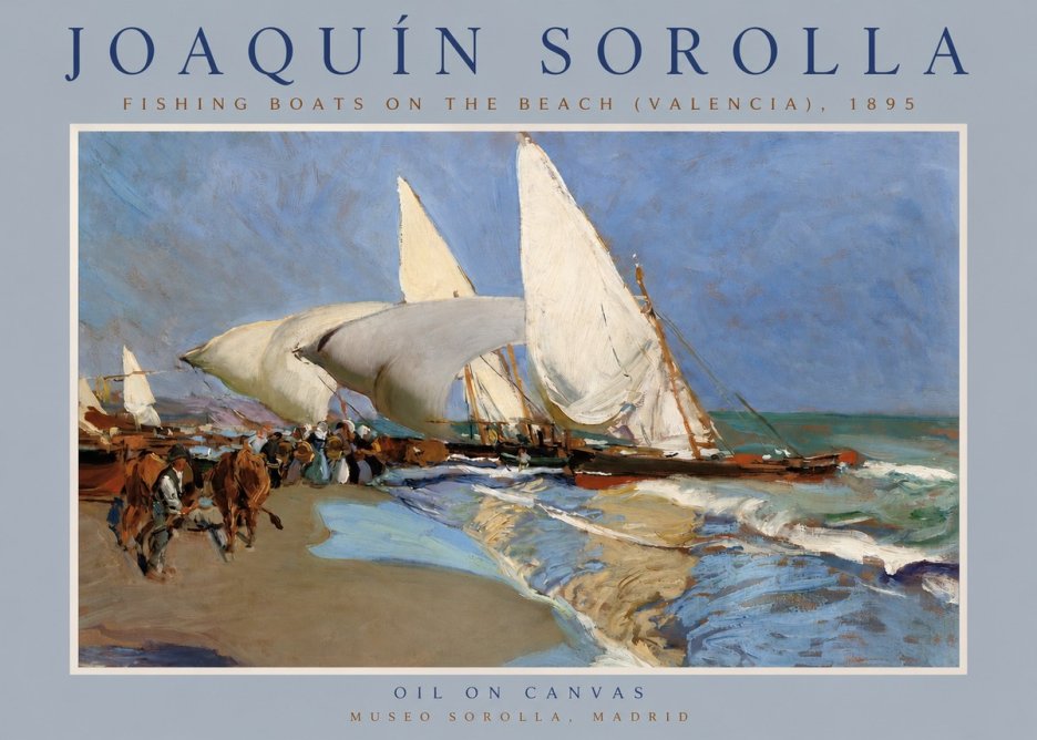 Sorolla Fishing Boats on the Beach (Valencia), 1895 No2 - Plakat