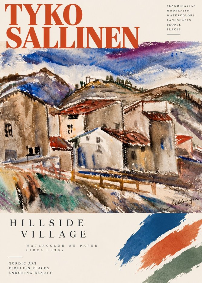Tyko Sallinen Hillside Village No3 - Plakat