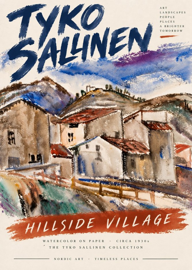 Tyko Sallinen Hillside Village No5 - Plakat