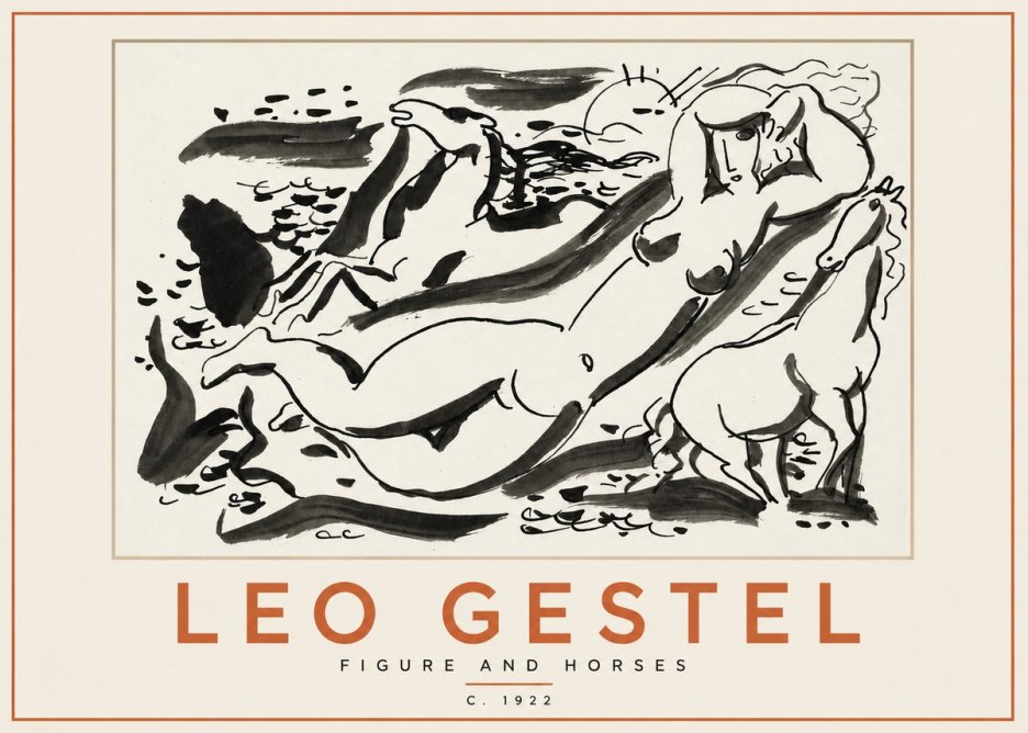 Leo Gestel Figure and Horses No2 - Plakat