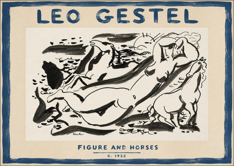 Leo Gestel Figure and Horses No5 - Plakat