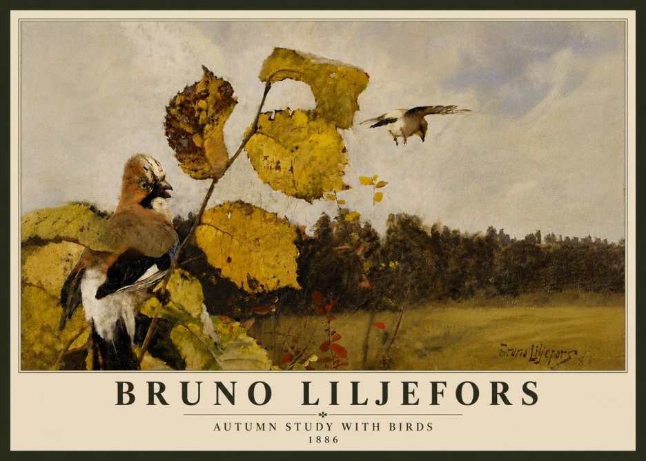 Bruno Liljefors Autumn Study with Birds No6 - Plakat