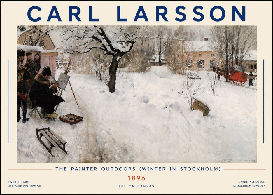 Carl Larsson The Painter Outdoors (Winter in Stockholm) No4 - Plakat