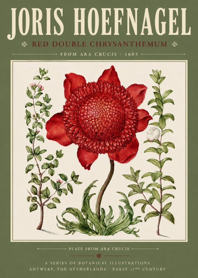 Joris Hoefnagel Red Double Chrysanthemum No4 - Plakat