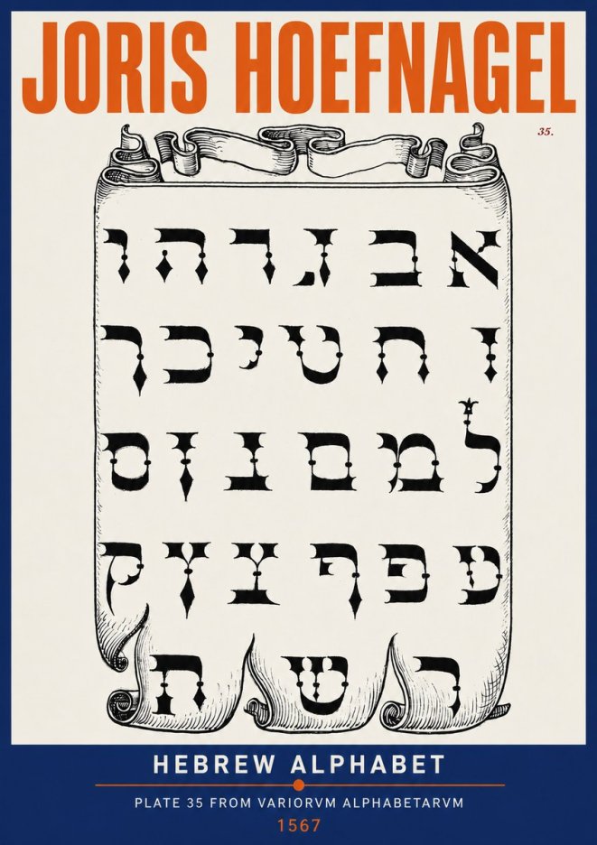 Joris Hoefnagel Hebrew Alphabet No2 - Plakat