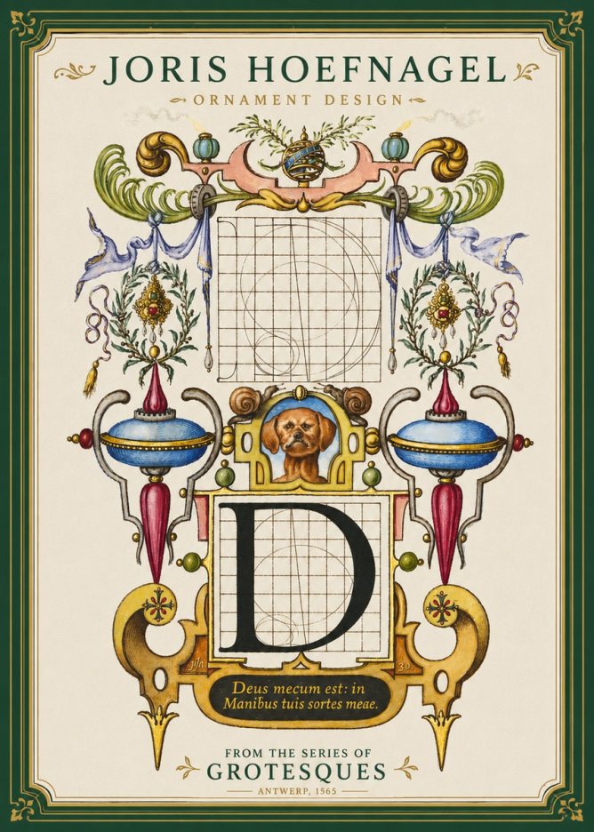 Joris Hoefnagel Illuminated Initial 'D' No4 - Plakat
