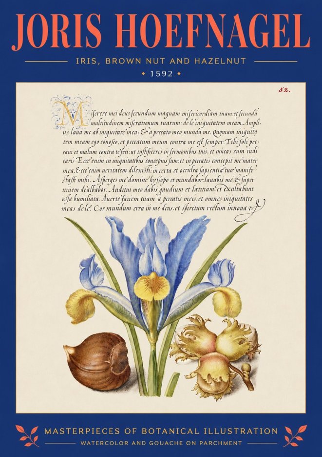Joris Hoefnagel Iris, Brown Nut and Hazelnut No4 - Plakat