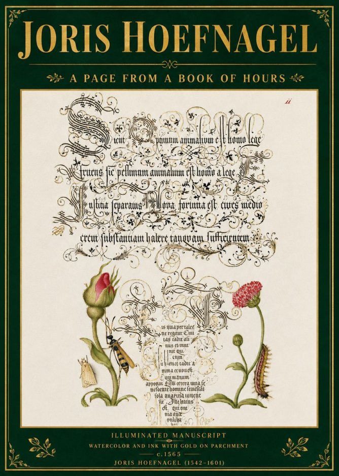 Joris Hoefnagel A Page from a Book of Hours No5 - Plakat