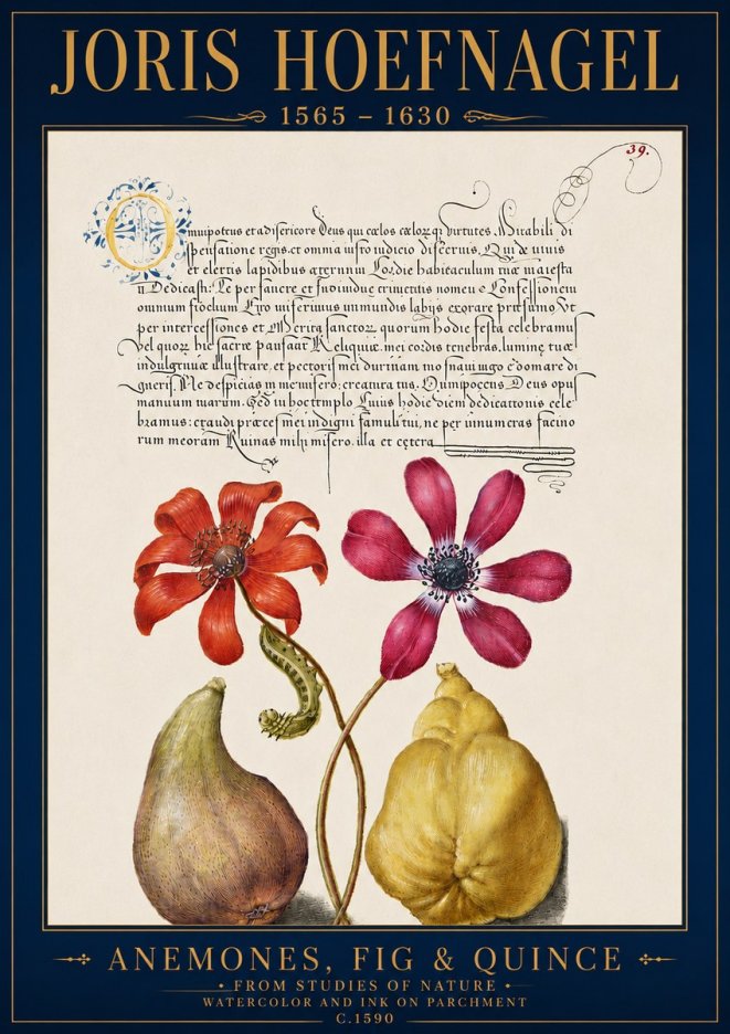 Joris Hoefnagel Flowers and Fruits No5 - Plakat