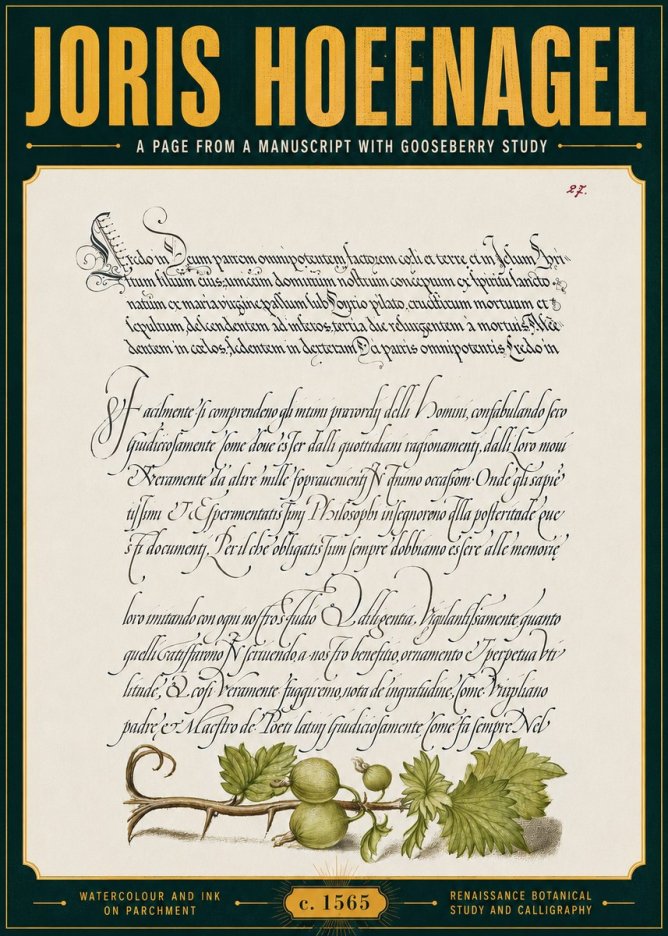 Joris Hoefnagel A Page from a Manuscript with Gooseberry Study No6 - Plakat
