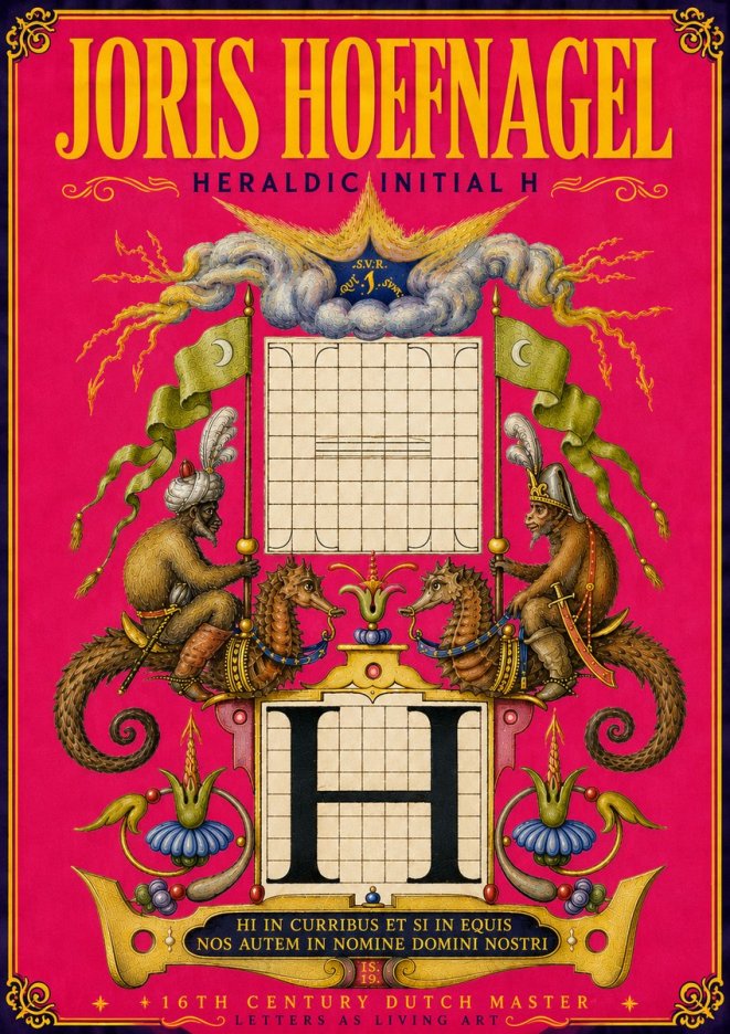 Joris Hoefnagel Heraldic Initial H No6 - Plakat