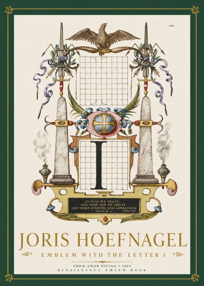 Joris Hoefnagel Ornamental Design with Dedicatory Inscription No4 - Plakat