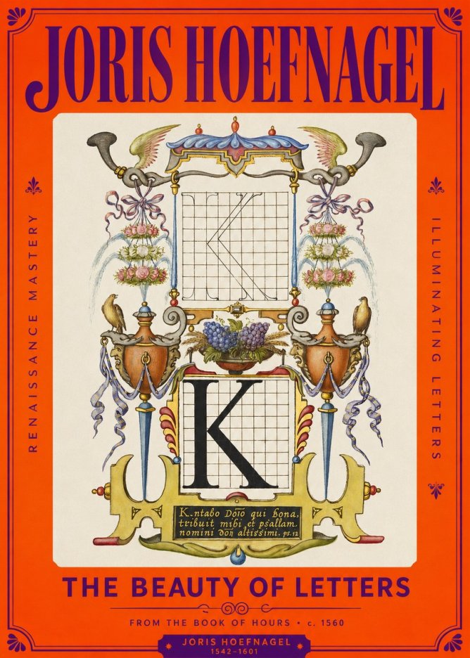Joris Hoefnagel Illuminated Initial "K" from the Book of Hours No2 - Plakat