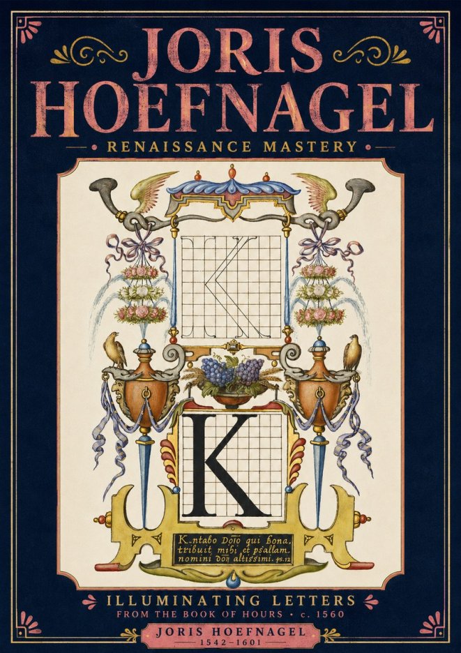 Joris Hoefnagel Illuminated Initial "K" from the Book of Hours No4 - Plakat