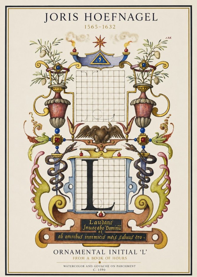 Joris Hoefnagel Ornamental Initial 'L' No1 - Plakat