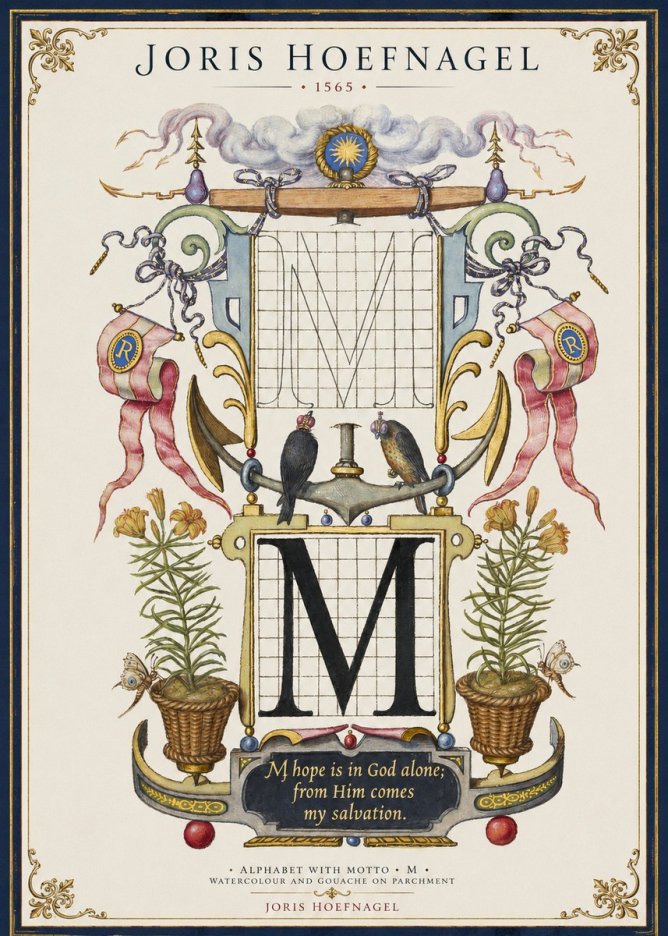 Joris Hoefnagel Alphabet with Motto • M • No1 - Plakat