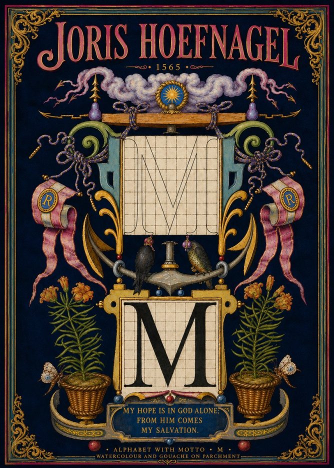 Joris Hoefnagel Alphabet with Motto • M • No5 - Plakat