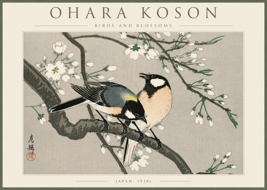 Ohara Koson Birds and Blossoms No6 - Plakat