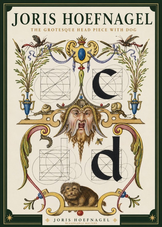 Joris Hoefnagel The Grotesque Head Piece with Dog No3 - Plakat