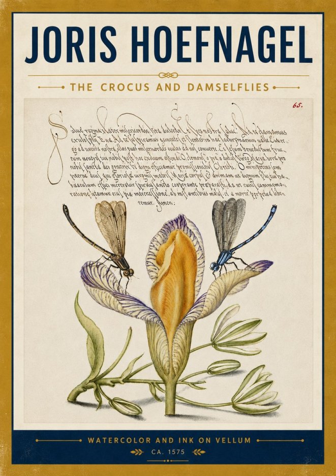 Joris Hoefnagel The Crocus and Damselflies No5 - Plakat