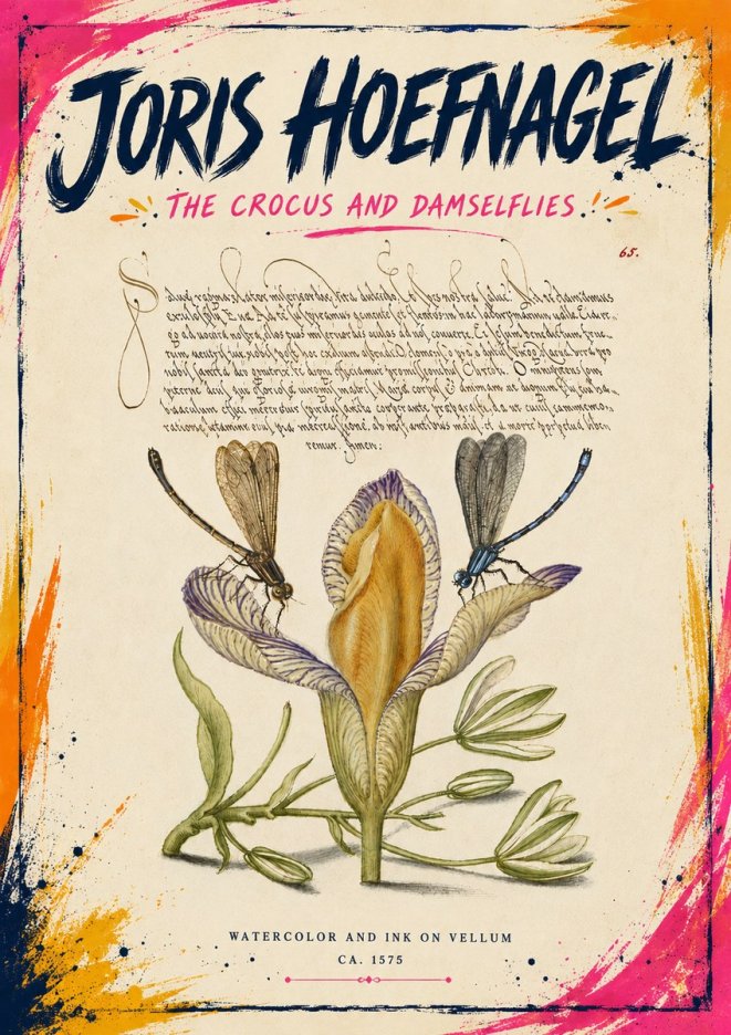 Joris Hoefnagel The Crocus and Damselflies No6 - Plakat